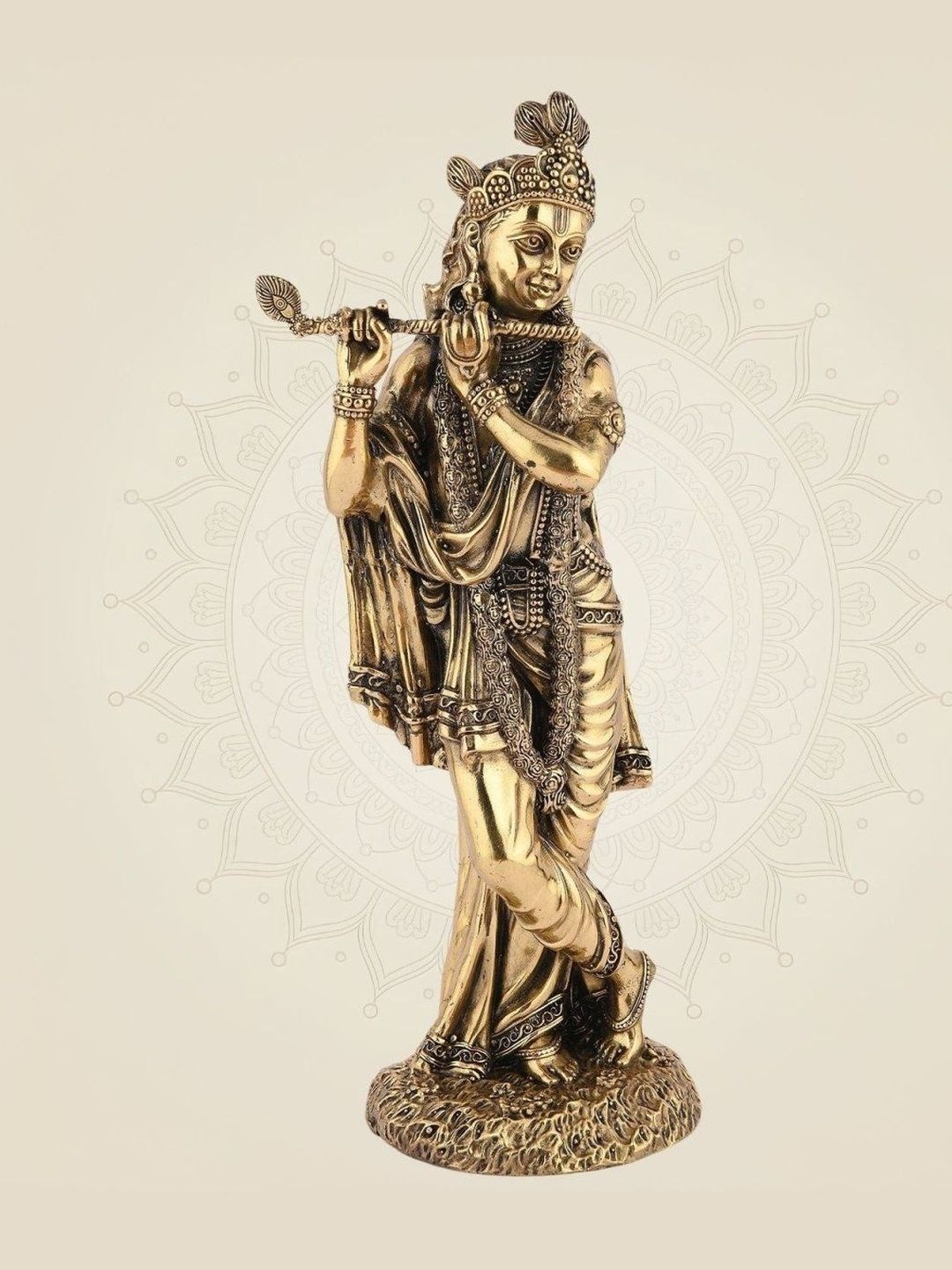 Luxeartisanship Krishna ji Idol Multi Brass Antique Finish Handcrafted Showpieces 12 Inch-image-30