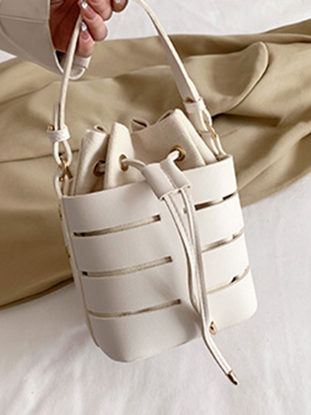 LULU & SKY Bucket Handheld Bag with Cut Work-image-1
