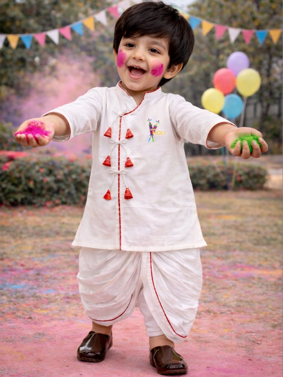 VASTRAMAY Boys Ethnic Motifs Printed Regular Pure Cotton Kurta with Dhoti Pants-picture-43