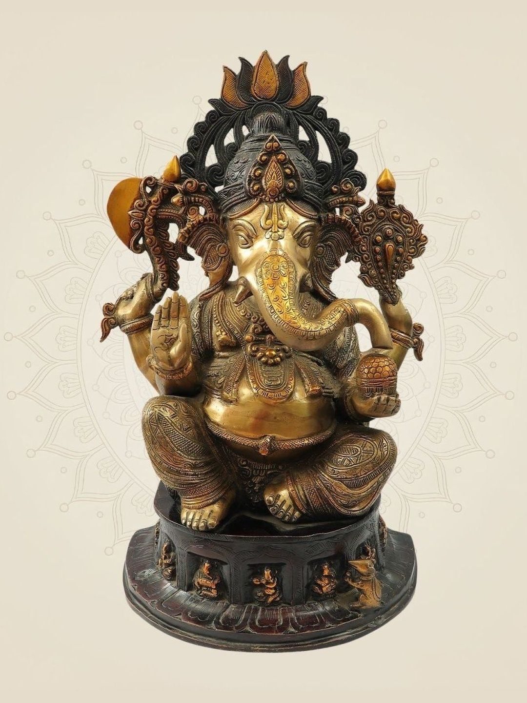 Luxeartisanship Ganesha Idol Multi Brass Antique Finish Handcrafted Showpieces 22.25 Inch-image-12