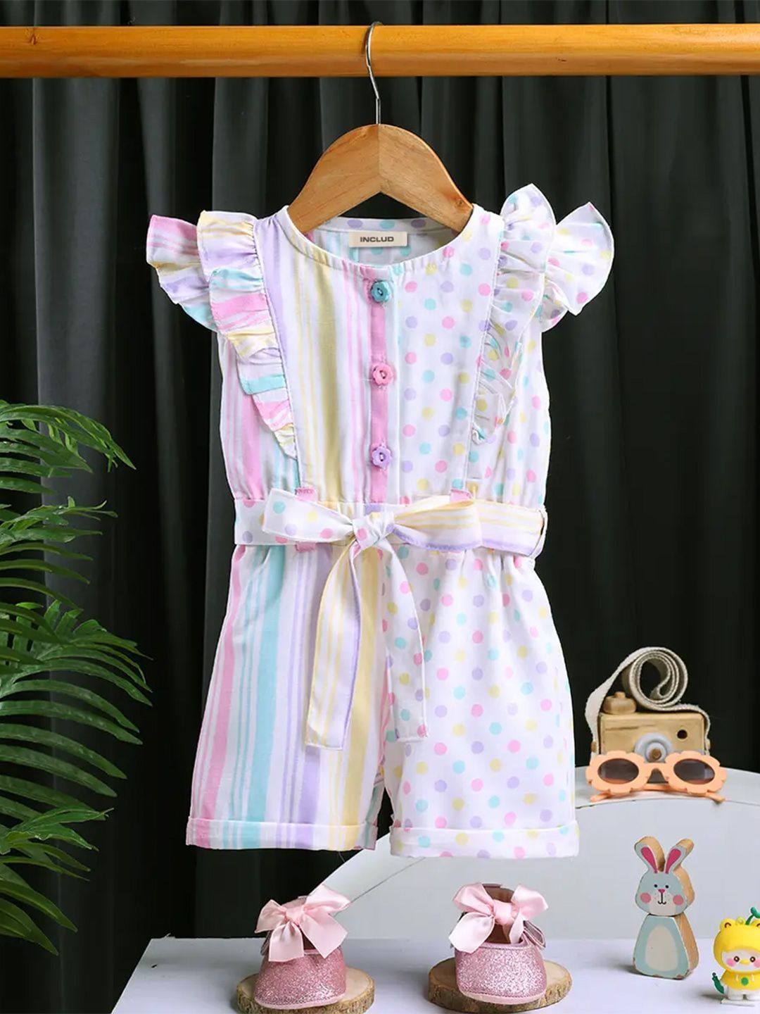 INCLUD Girls Striped with Ruffles Jumpsuit-picture-16