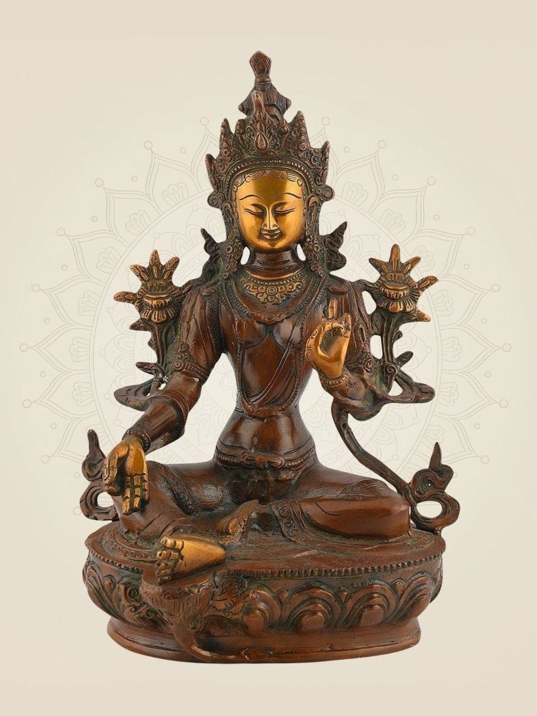 Luxeartisanship Brass Tara Maa Idol Multi Brass Antique Finish Handcrafted Showpieces 12.5 Inch-image-21