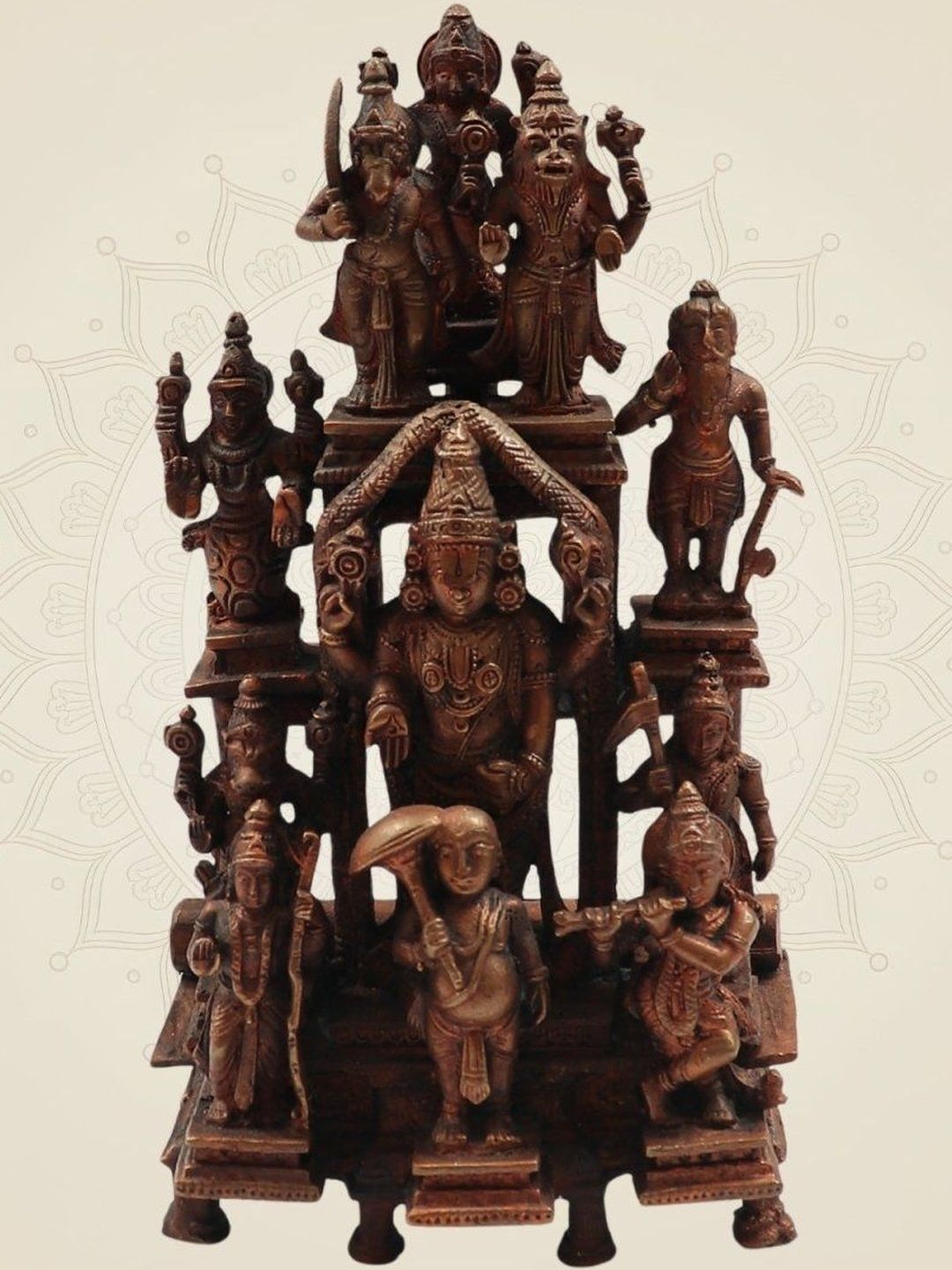 Luxeartisanship Vishnu Ji Idol Gold Brass Antique Finish Handcrafted Showpieces 7.75 Inch-picture-28