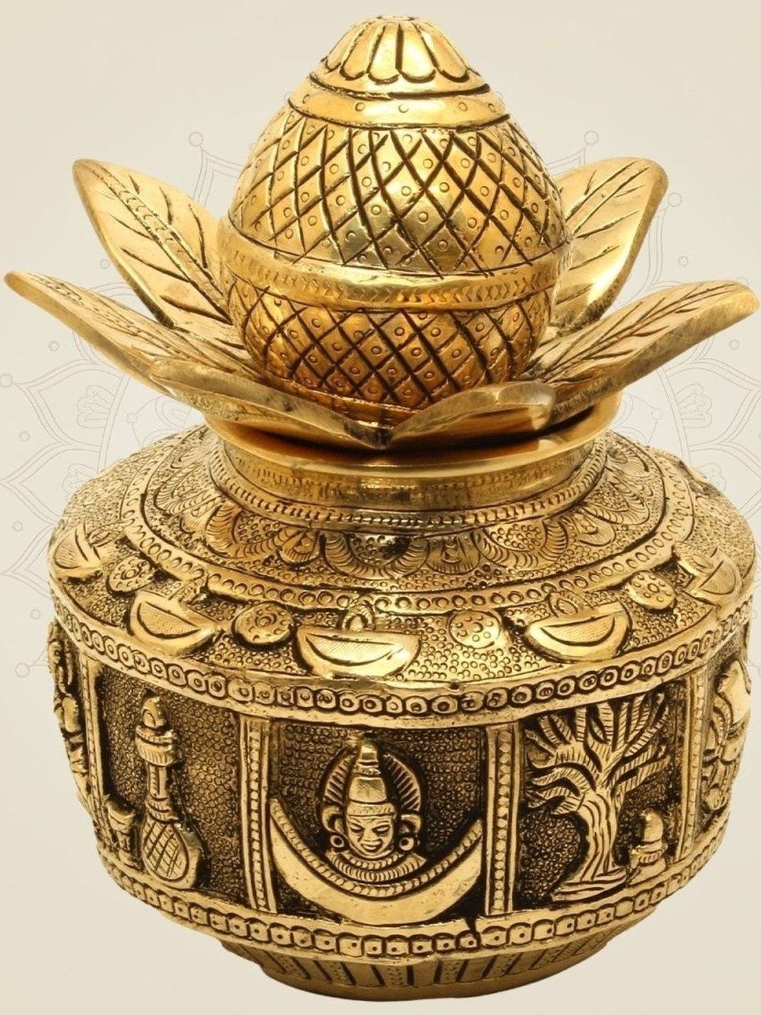 Luxeartisanship Brass Kalash Multi Brass Antique Finish Handcrafted Showpieces 7.75 Inch-picture-39
