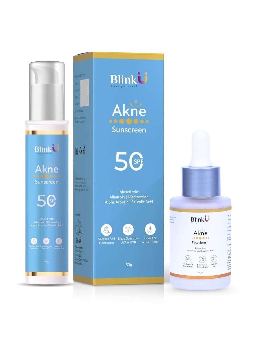 Blinku Set Of 2 SPF 50 Sunscreen -50 g & Acne Marks Serum - 30 ml-picture-35