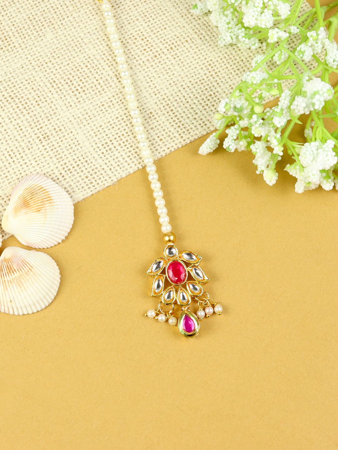 Asthetika Kids Gold-Plated Kundan Studded Maang Tikka Head Jewellery-picture-52