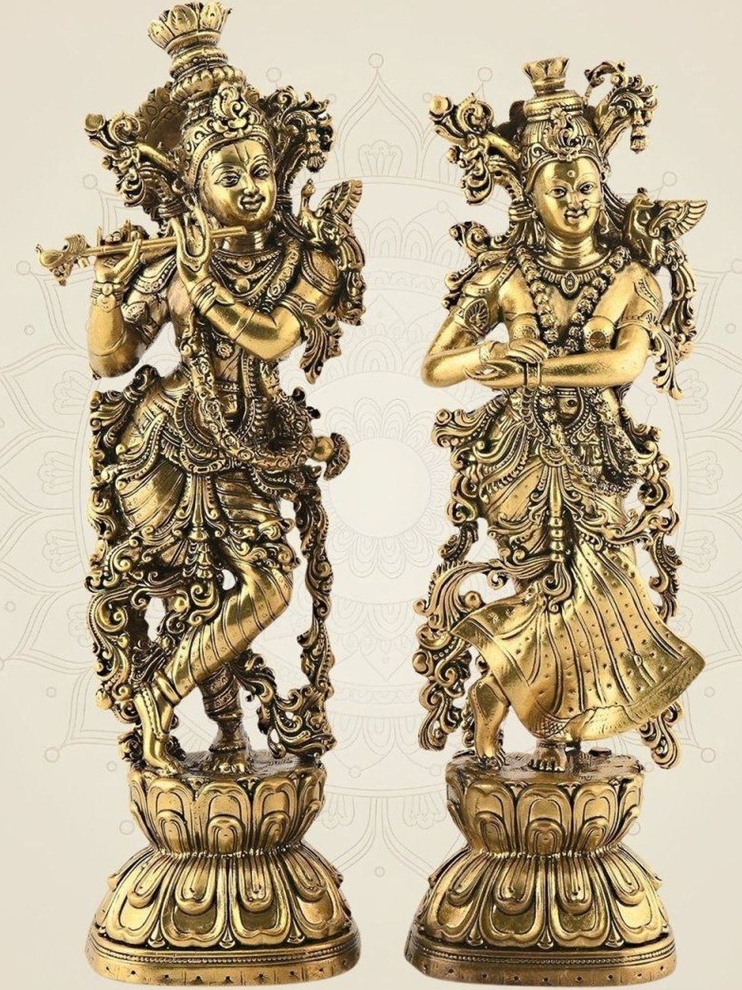 Luxeartisanship Radha Krishna Multi Brass Antique Finish Handcrafted Showpieces 9.5 Inch-image-36