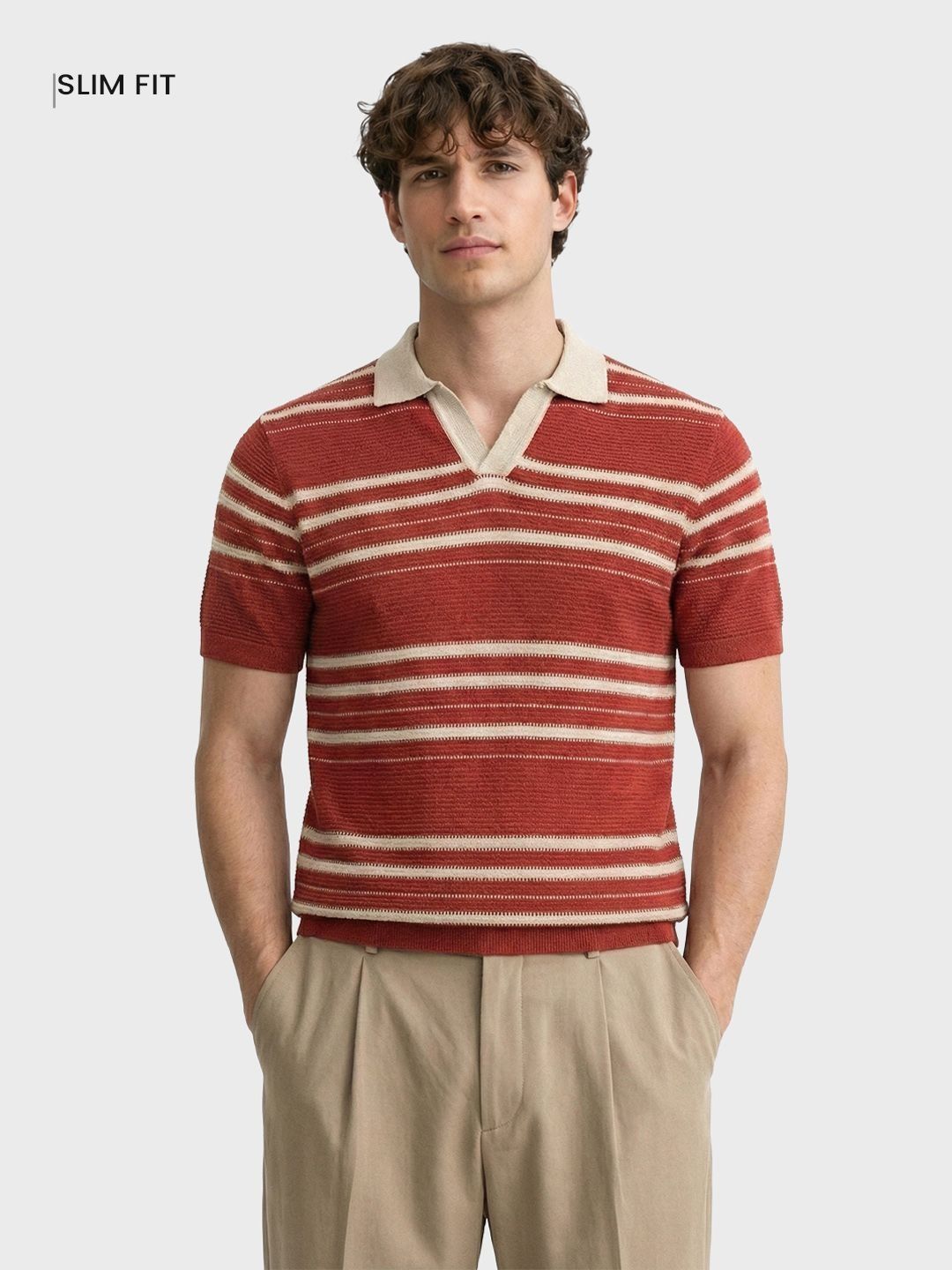 The Indian Garage Co Men Striped Polo Collar Slim Fit T-shirt-picture-13