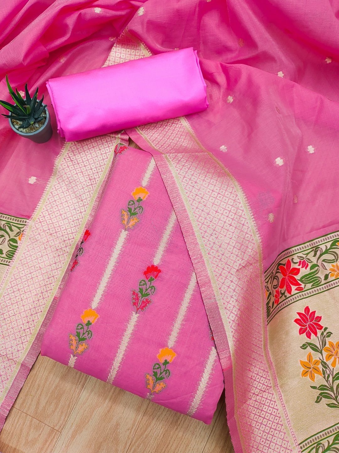 Dhaaga Ghar Embroidered Pure Cotton Unstitched Dress Material-picture-35