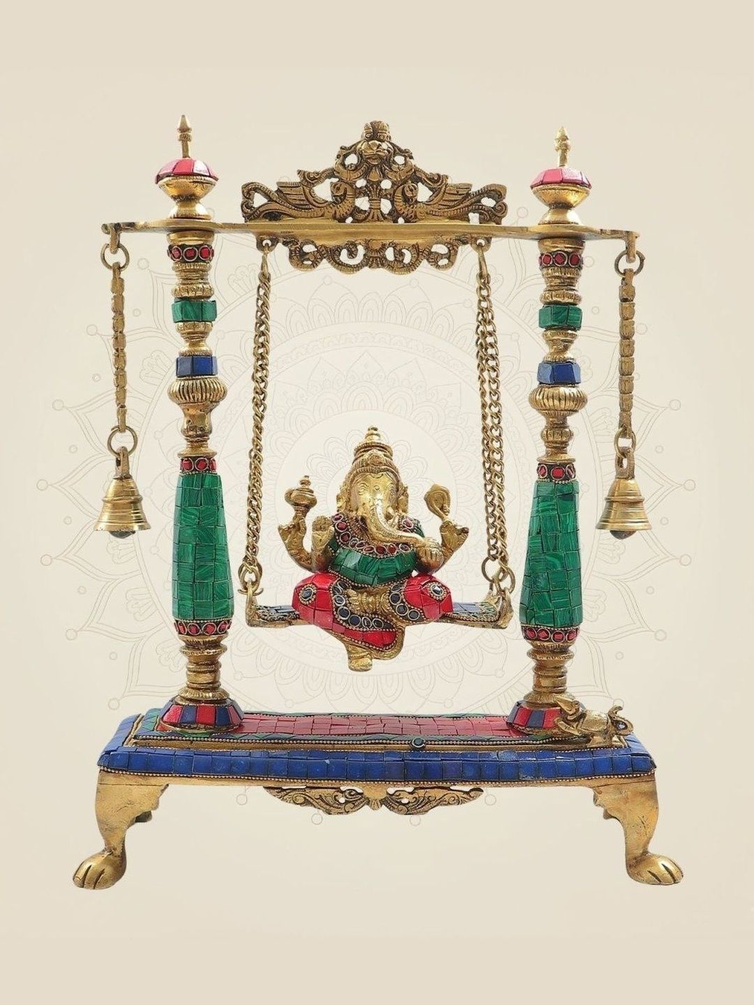 Luxeartisanship Ganesha Idol Multi Brass Antique Finish Handcrafted Showpieces 16 Inch-image-46