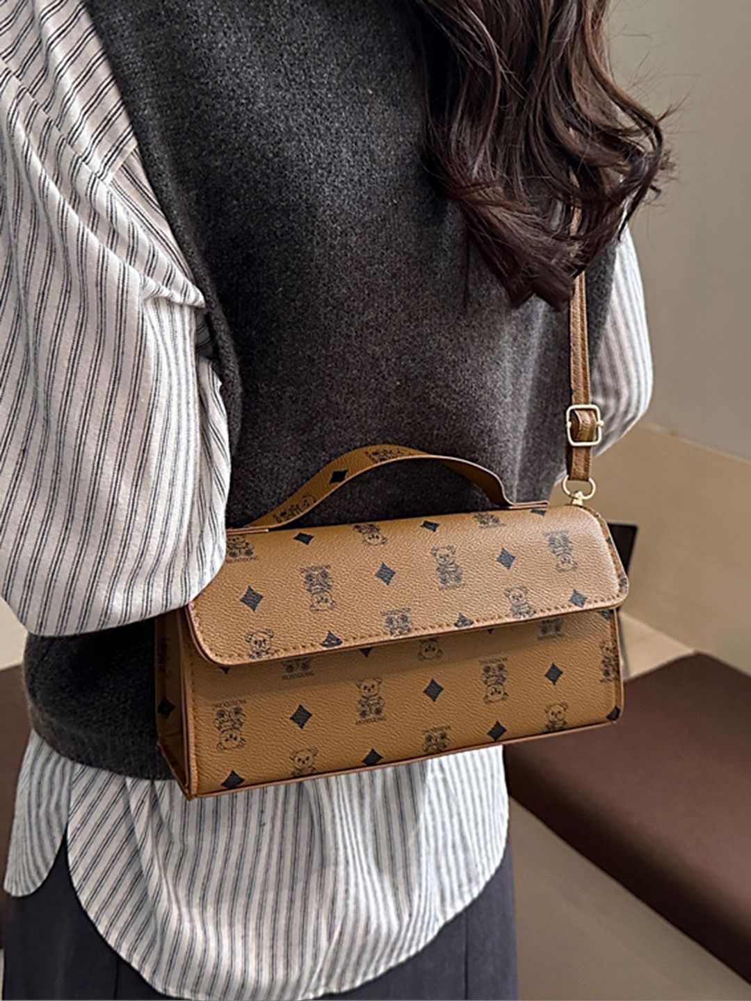 LULU & SKY Printed PU Sling Bag-image-12