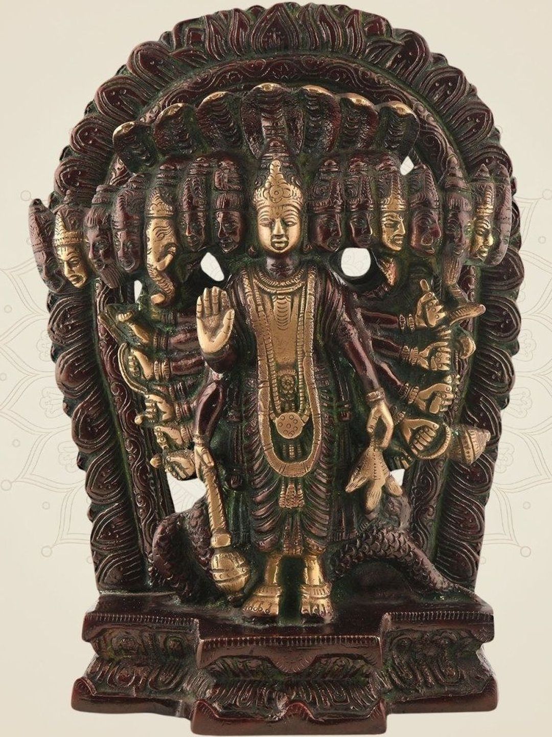 Luxeartisanship Vishnu Ji Idol Multi Brass Antique Finish Handcrafted Showpieces 11 Inch-image-45