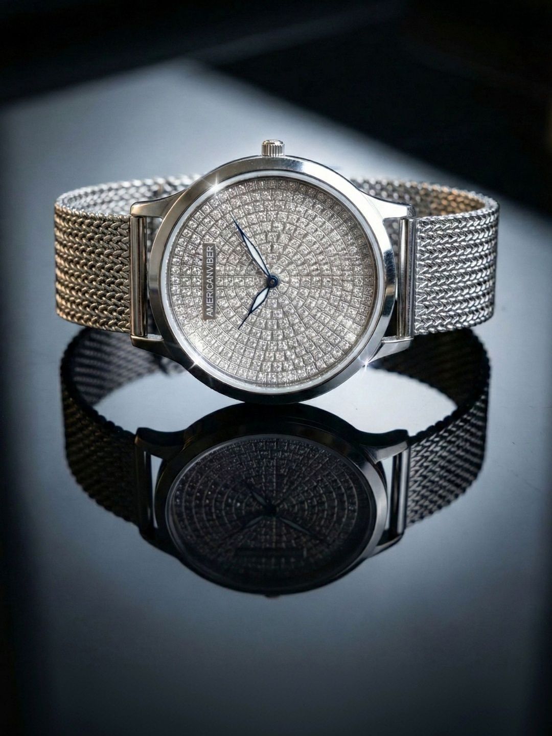 Americanviber Men Dial & Bracelet Style Straps Analogue Multi Function Watch FULL DIAMOND SILVER-picture-12