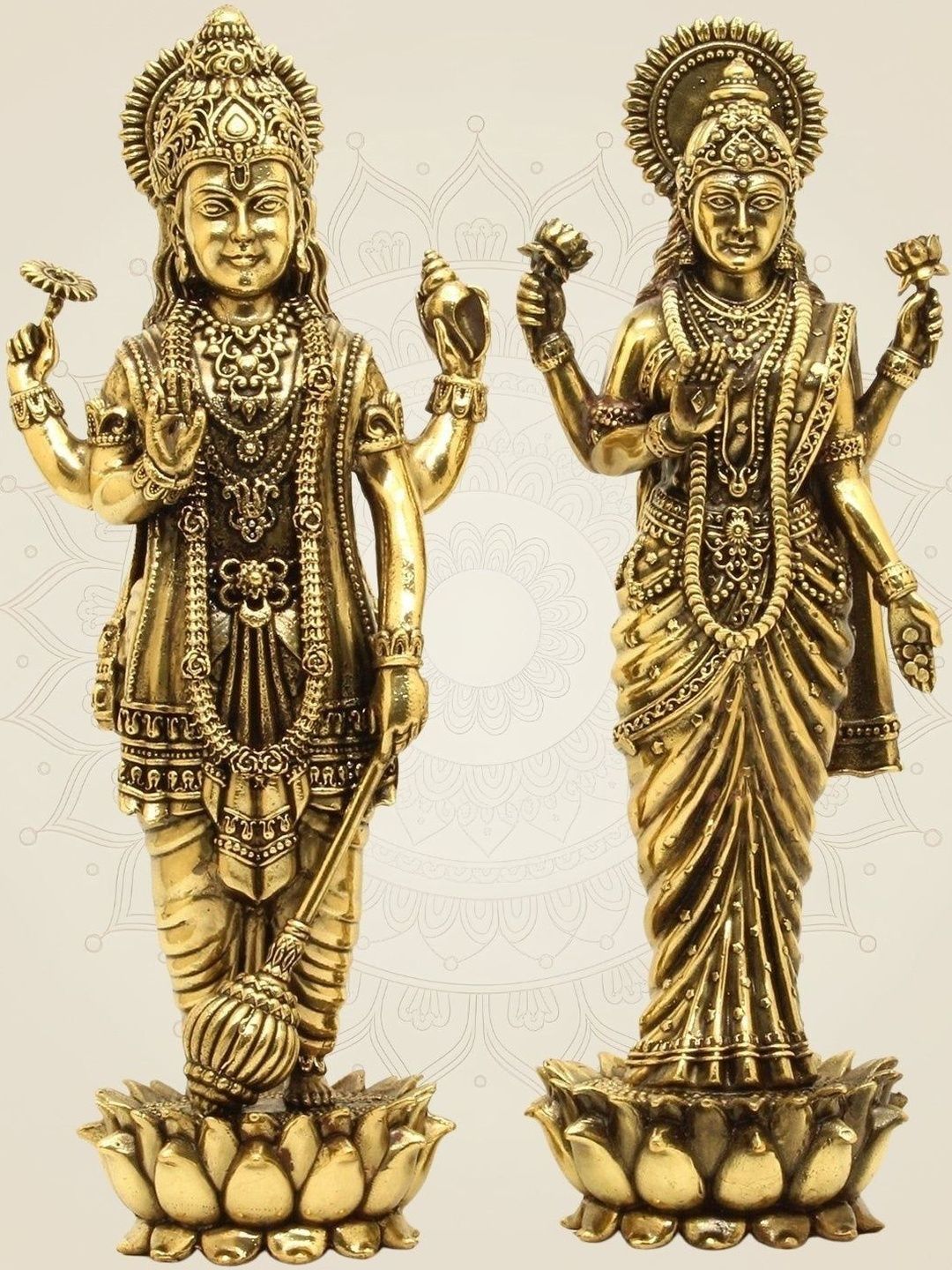 Luxeartisanship Laxmi Narayan Idol Multi Brass Antique Finish Handcrafted Showpieces 10 Inch-image-49