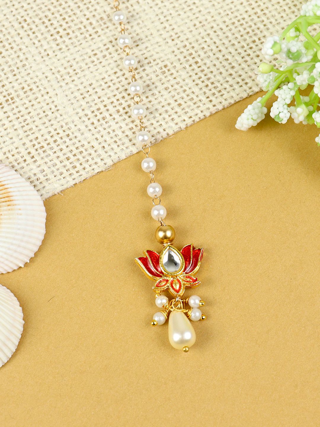Asthetika Kids Gold-Plated Kundan Studded Maang Tikka Head Jewellery-picture-32