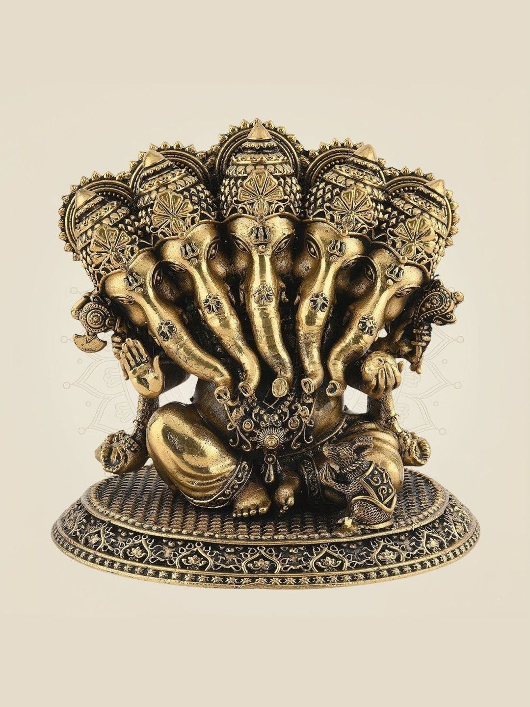 Luxeartisanship Ganesha Idol Multi Brass Antique Finish Handcrafted Showpieces 5.5 Inch-picture-37