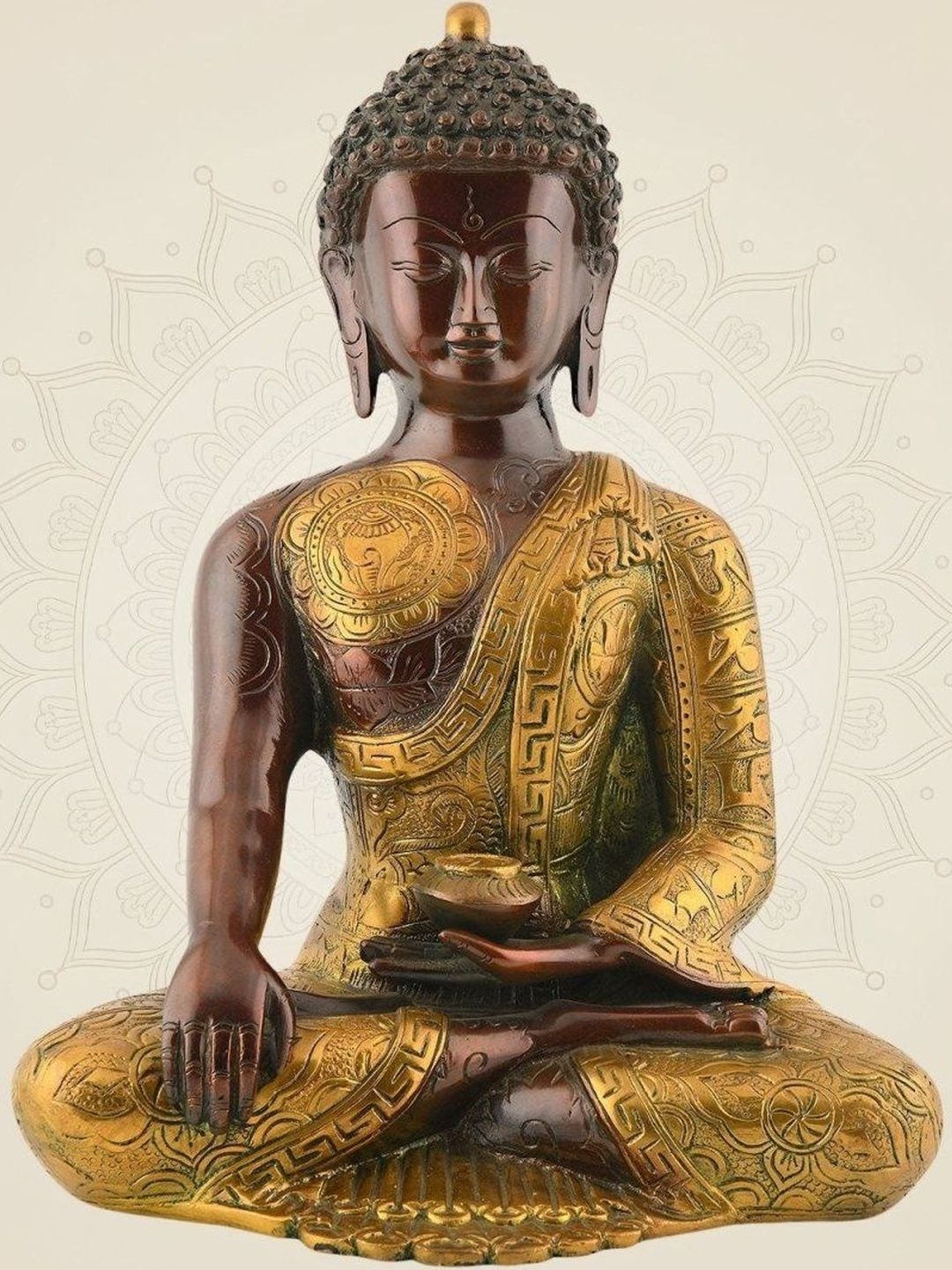 Luxeartisanship Brass Buddha Idol Multi Brass Antique Finish Handcrafted Showpieces 12 Inch-image-8