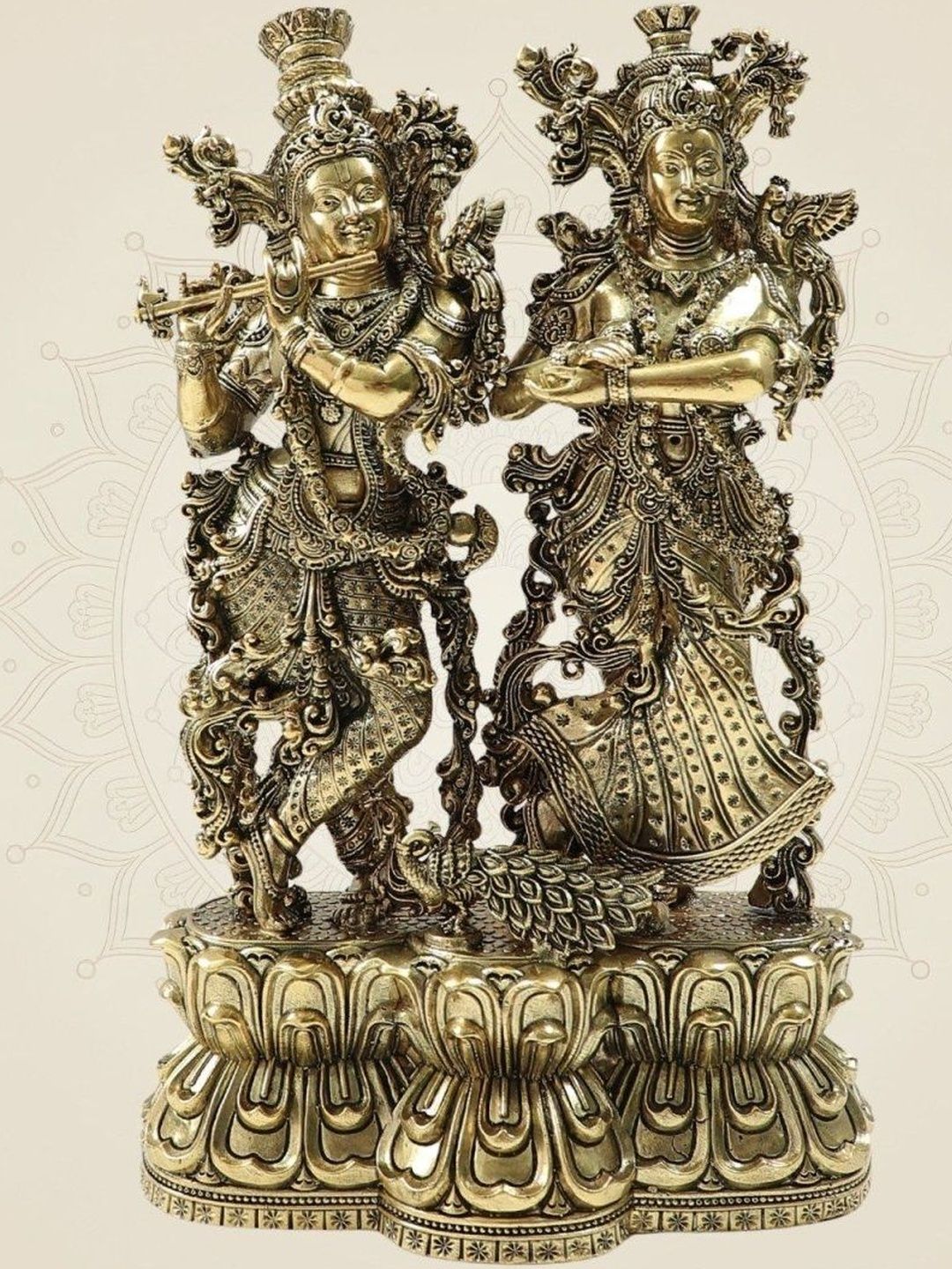 Luxeartisanship Radha Krishna Gold Brass Antique Finish Handcrafted Showpieces 10 Inch-image-40