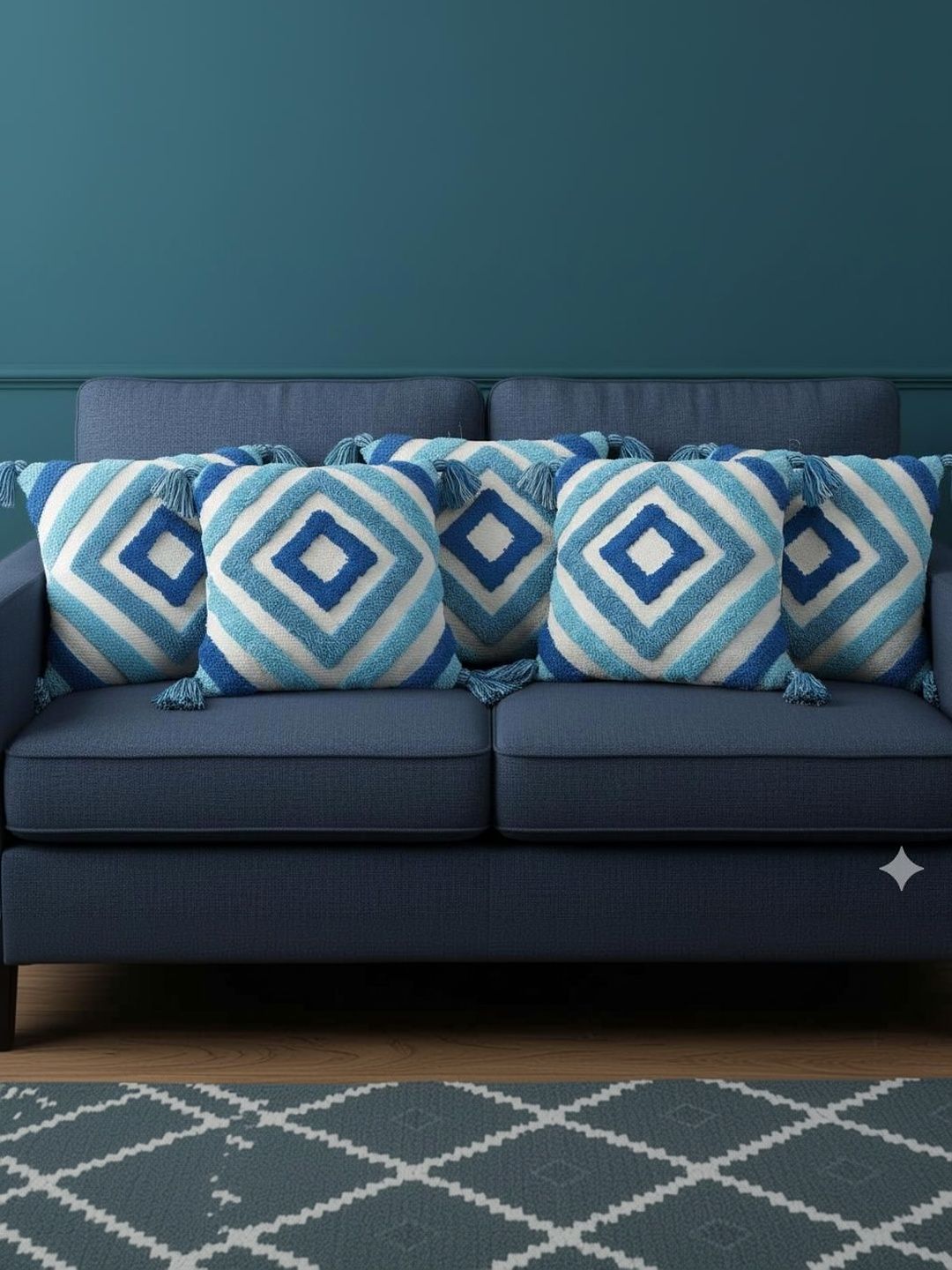 Sawariya Seth Decor Multicoloured Set of 5 Geometric Square Cushion Covers-image-44