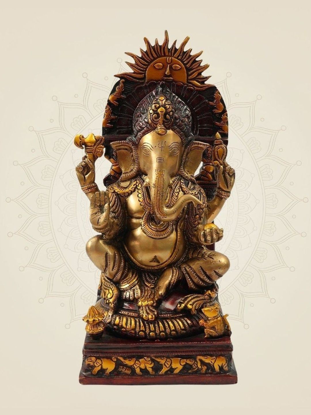 Luxeartisanship Ganesha Idol Multi Brass Antique Finish Handcrafted Showpieces 16 Inch-image-23
