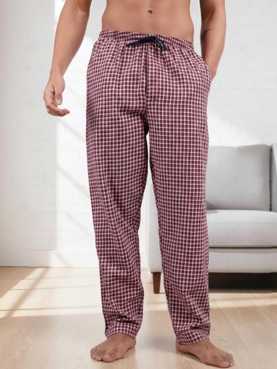 Kryptic Checked Pure Cotton Lounge Pants-picture-40