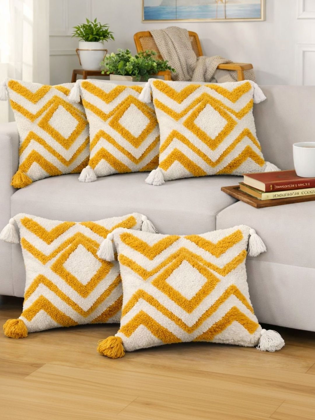 DMAASA Pink Set of 5 Geometric Square Cushion Covers-image-23