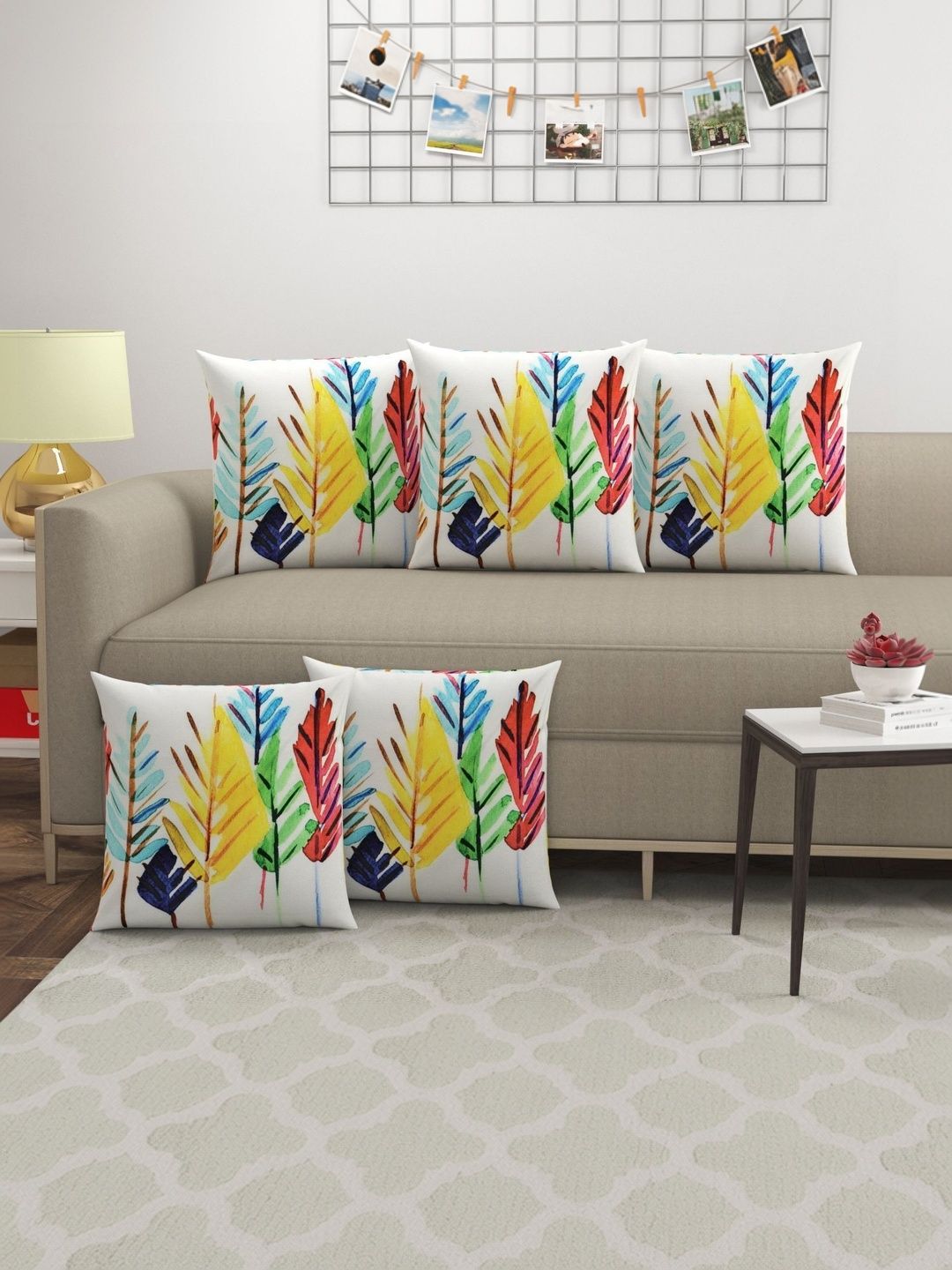 Sawariya Seth Decor Multicoloured Set of 5 Square Cushion Covers