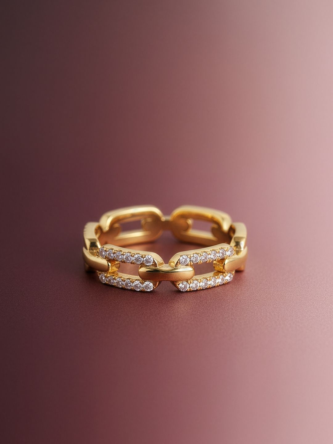 MAEJOY Chain interlinked Lab grown diamond 92.5 Sterling Silver 18KT Gold plated ring-picture-39