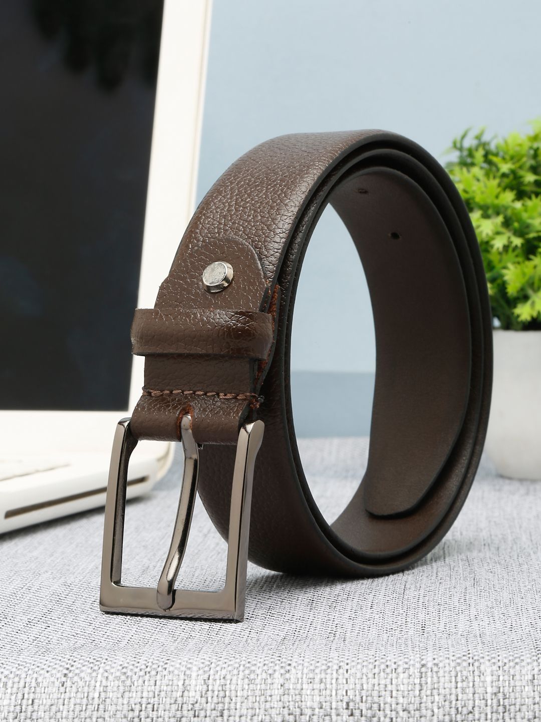 Teakwood Leathers Men Textured Leather Belt-image-38