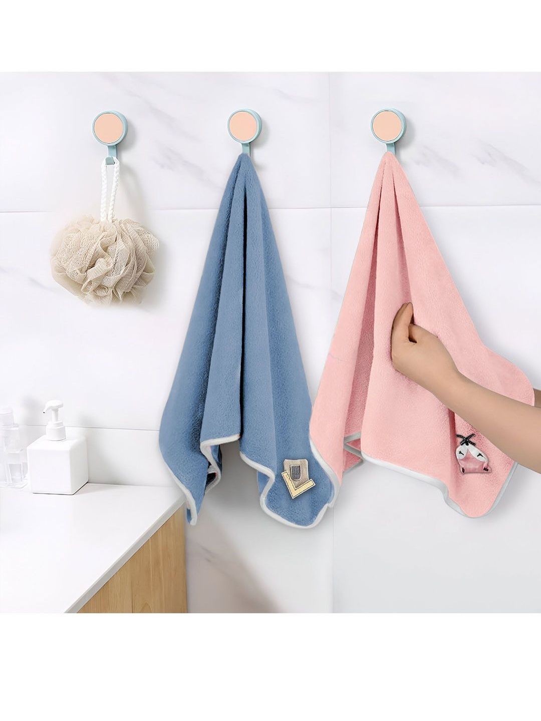 MAXOSHINE 2 Pieces Pink Hand Towels-image-38