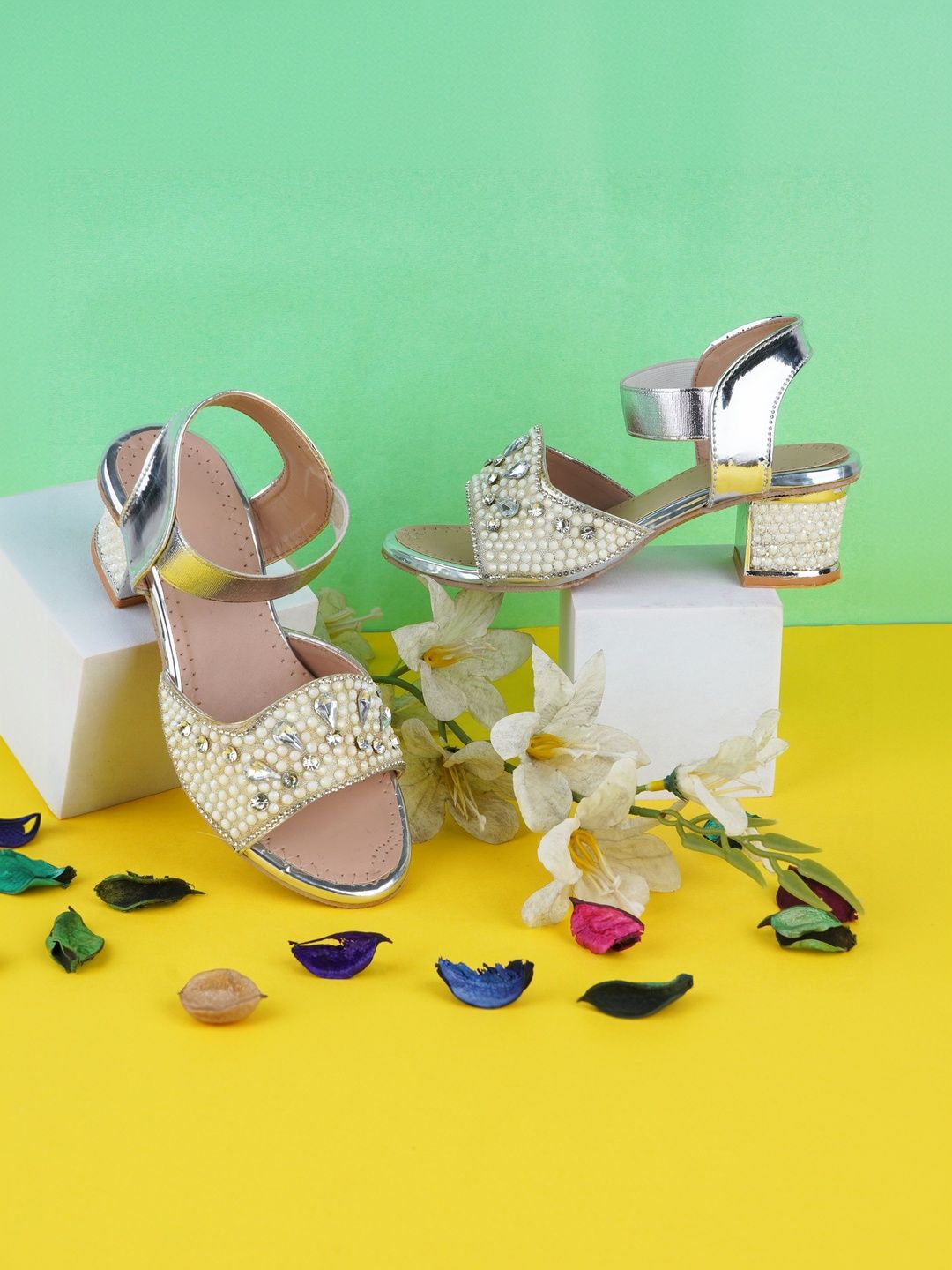 LMG Lifestyle Girls Embellished Party Block Sandals-picture-58