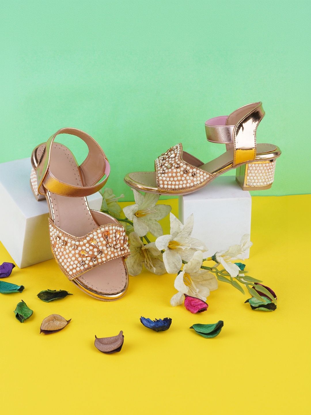 LMG Lifestyle Girls Embellished Party Block Sandals-image-41