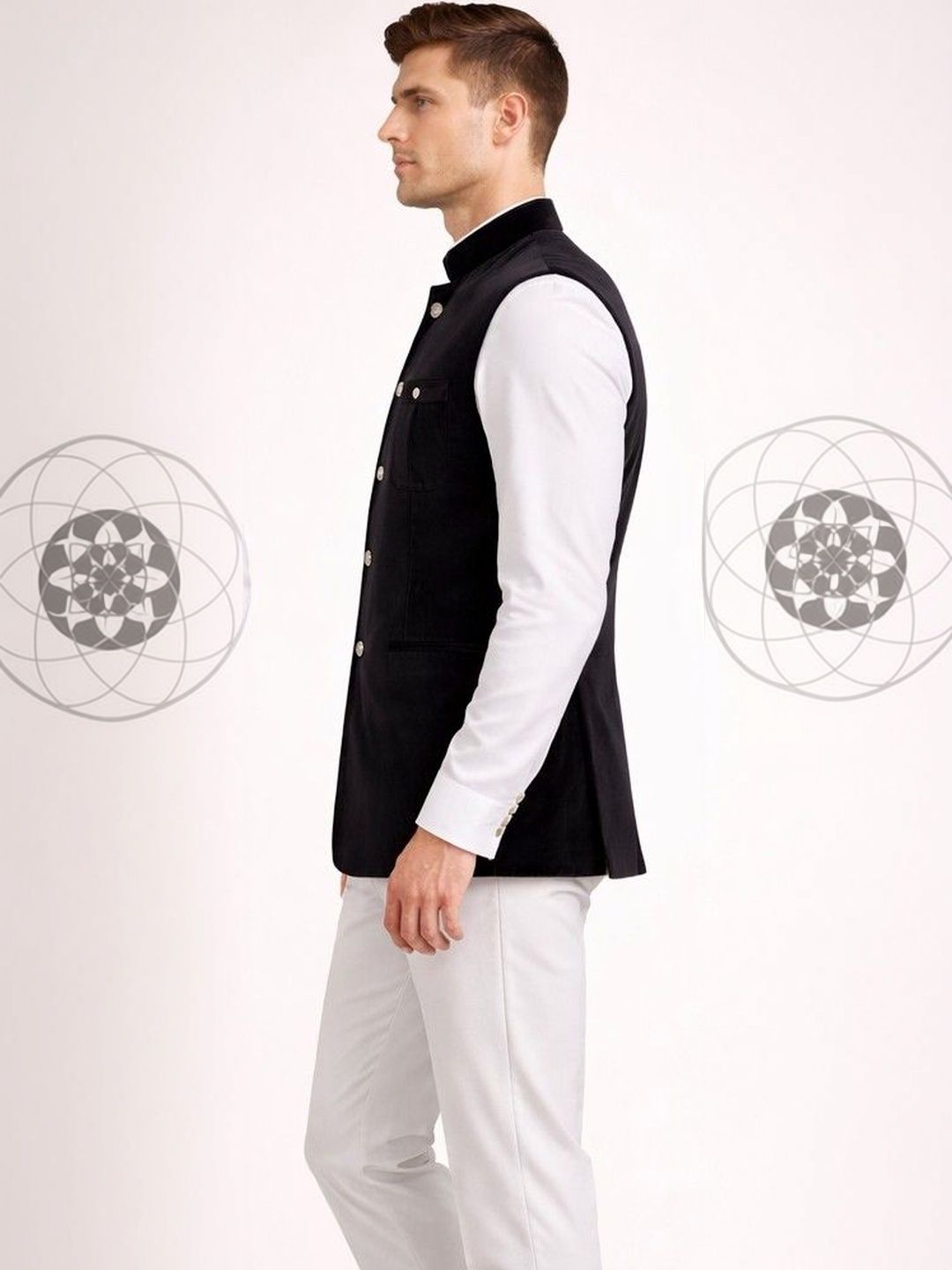 Vaarabella Mandarin Collar Nehru Jackets-image-47