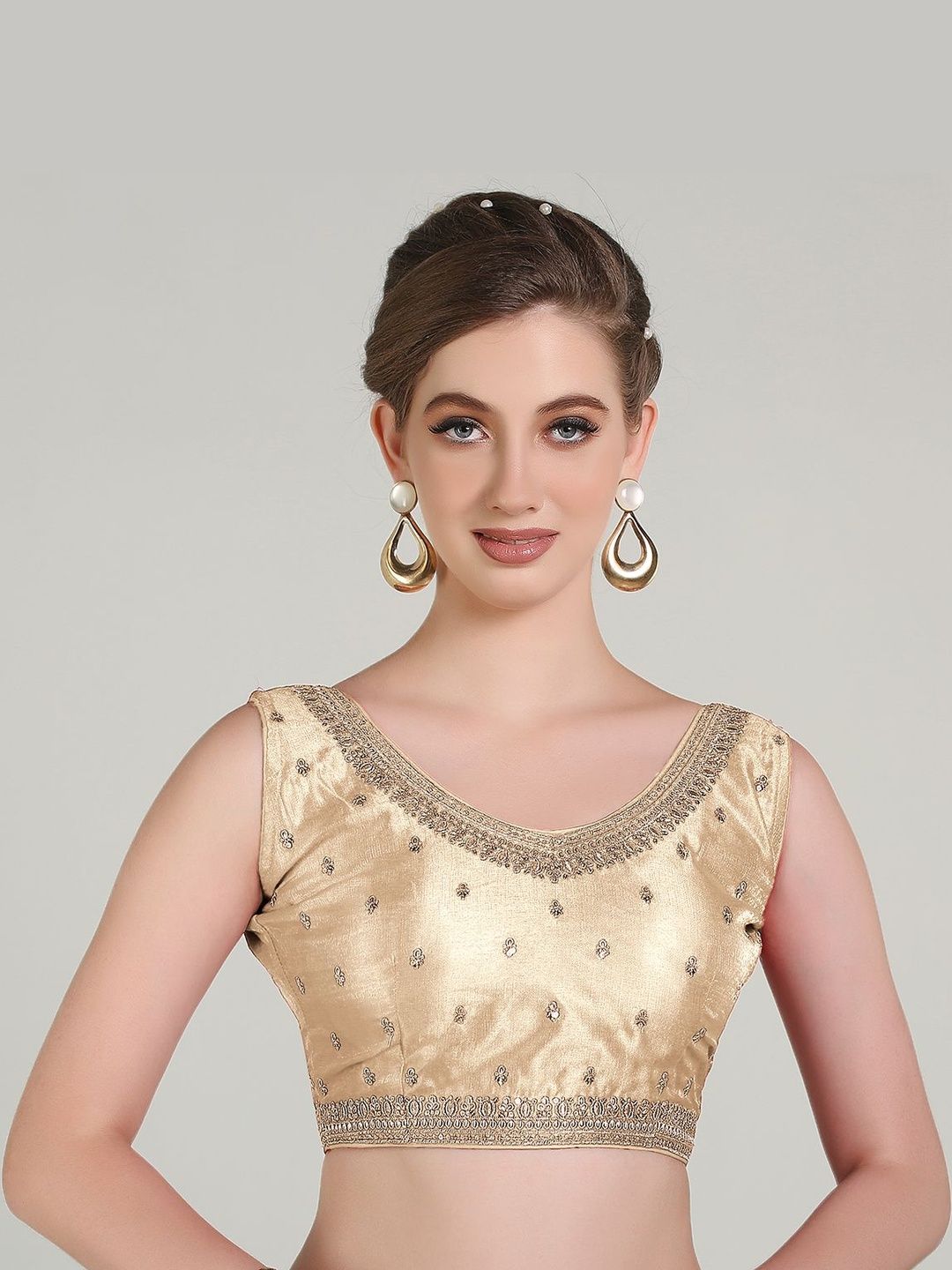 HERE&NOW Brocade Embellished Zari Saree Blouse-picture-40
