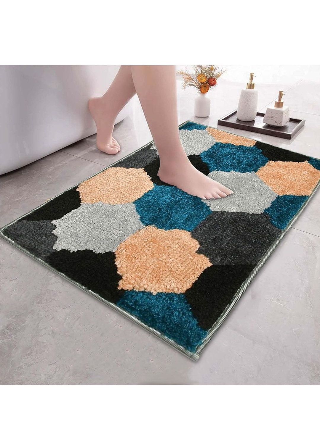 MAXOSHINE Green Geometric Printed Water Resistant Floor Mat-picture-37