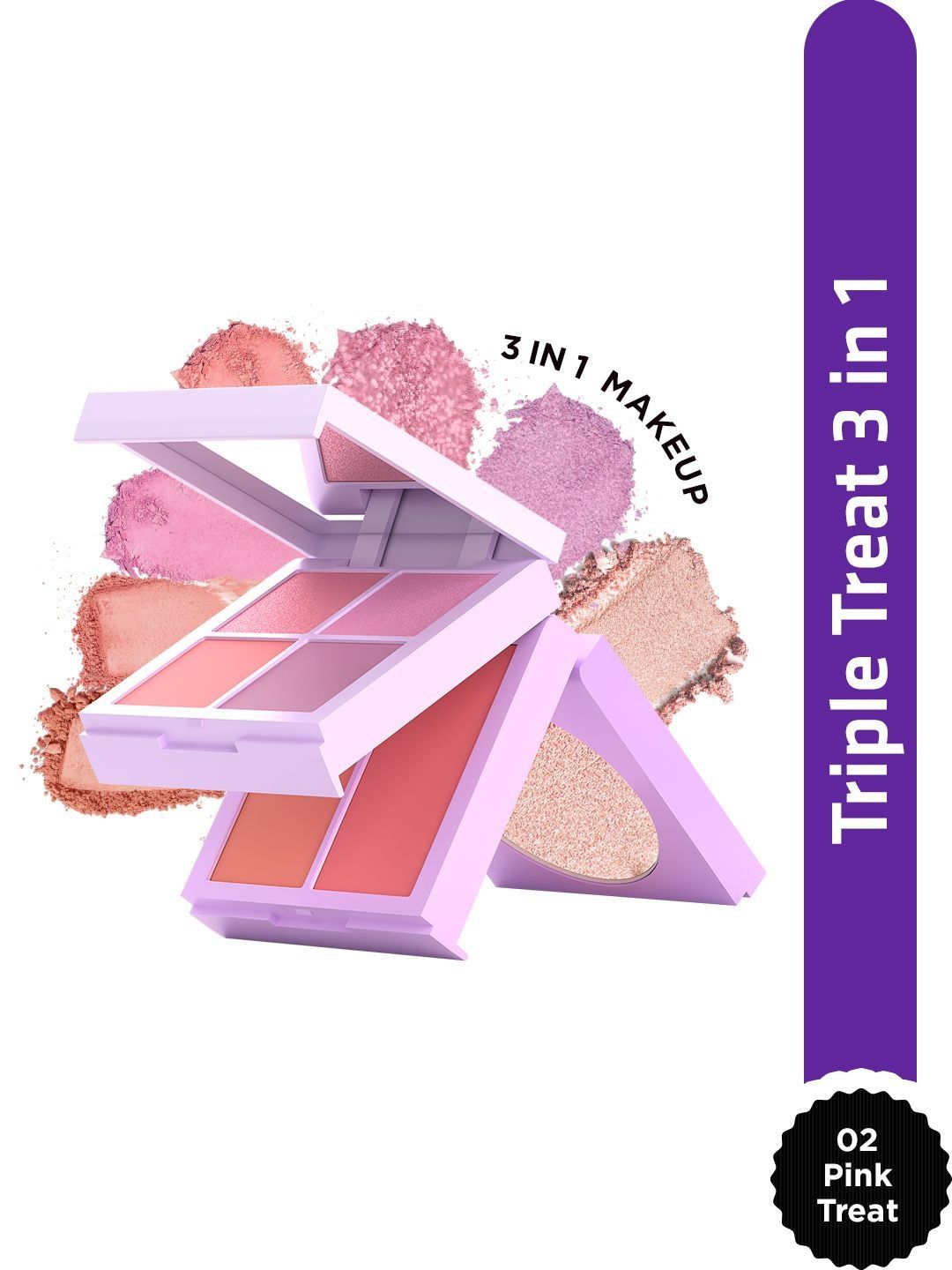 GLAM21 Triple Treat Face & Eyes Stacked Palette- 13 g- 02 Pink Treat-picture-2