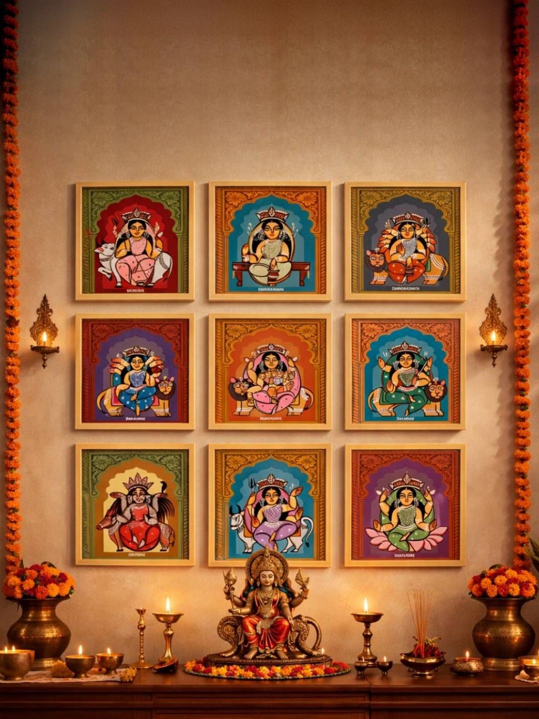 Art Street Beige Set of 6 Piece Synthetic Wood Religious Wall Paintings-picture-18