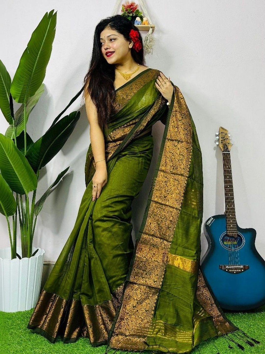 all about you Woven Design Zari Silk Cotton Handloom Saree-picture-45