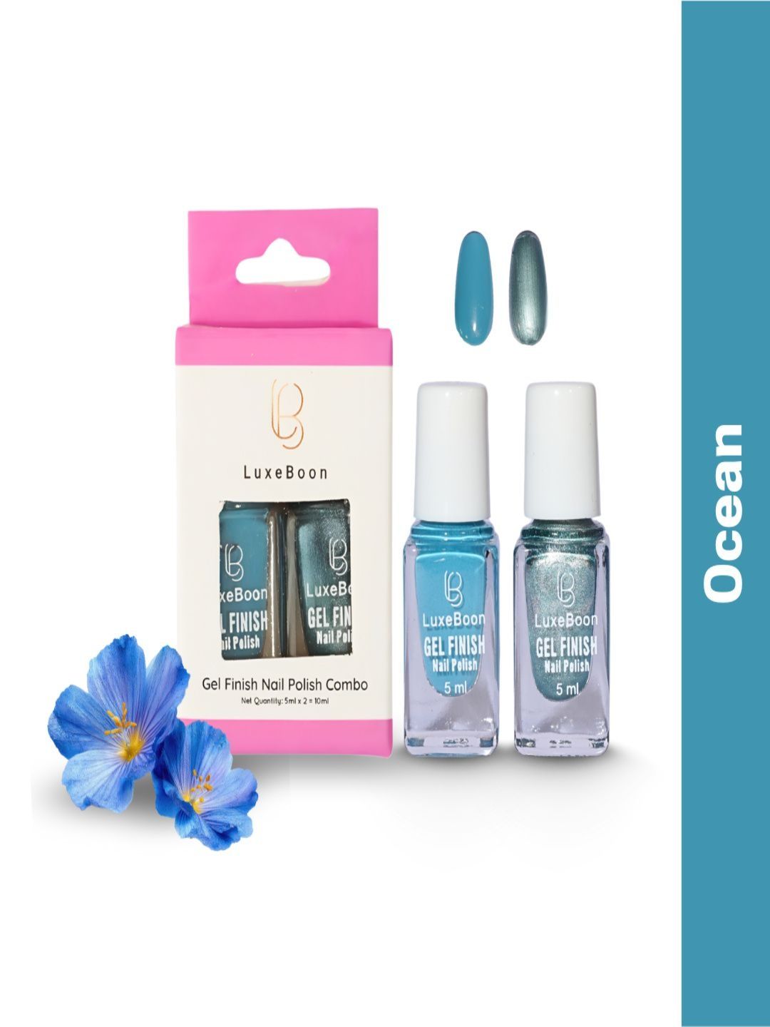 LUXEBOON Set Of 2 Matte & Glitter Gel Finish Nail Polish - 5 ml Each - Ocean-picture-47