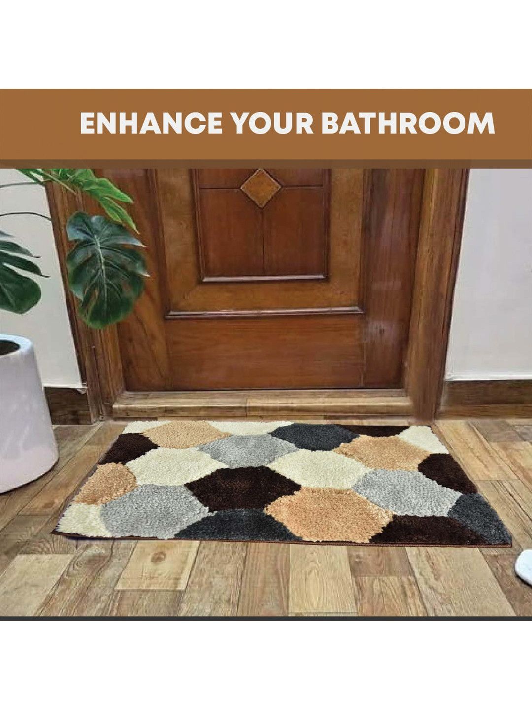 MAXOSHINE Brown Geometric Printed Water Resistant Floor Mat-picture-56
