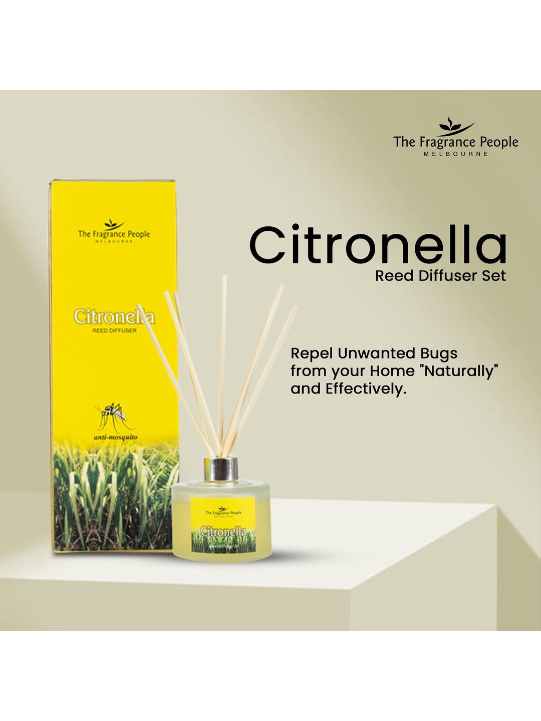 The Fragrance People Citronella Anti-Mosquito Reed Diffuser With 8 Sticks - 175ml-image-5