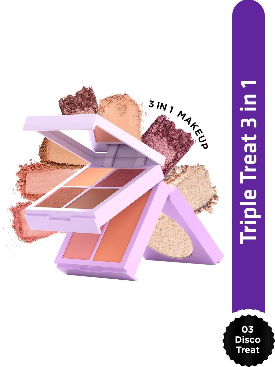 GLAM21 Triple Treat Face & Eyes Stacked Palette- 13 g- 03 Disco Treat-picture-3
