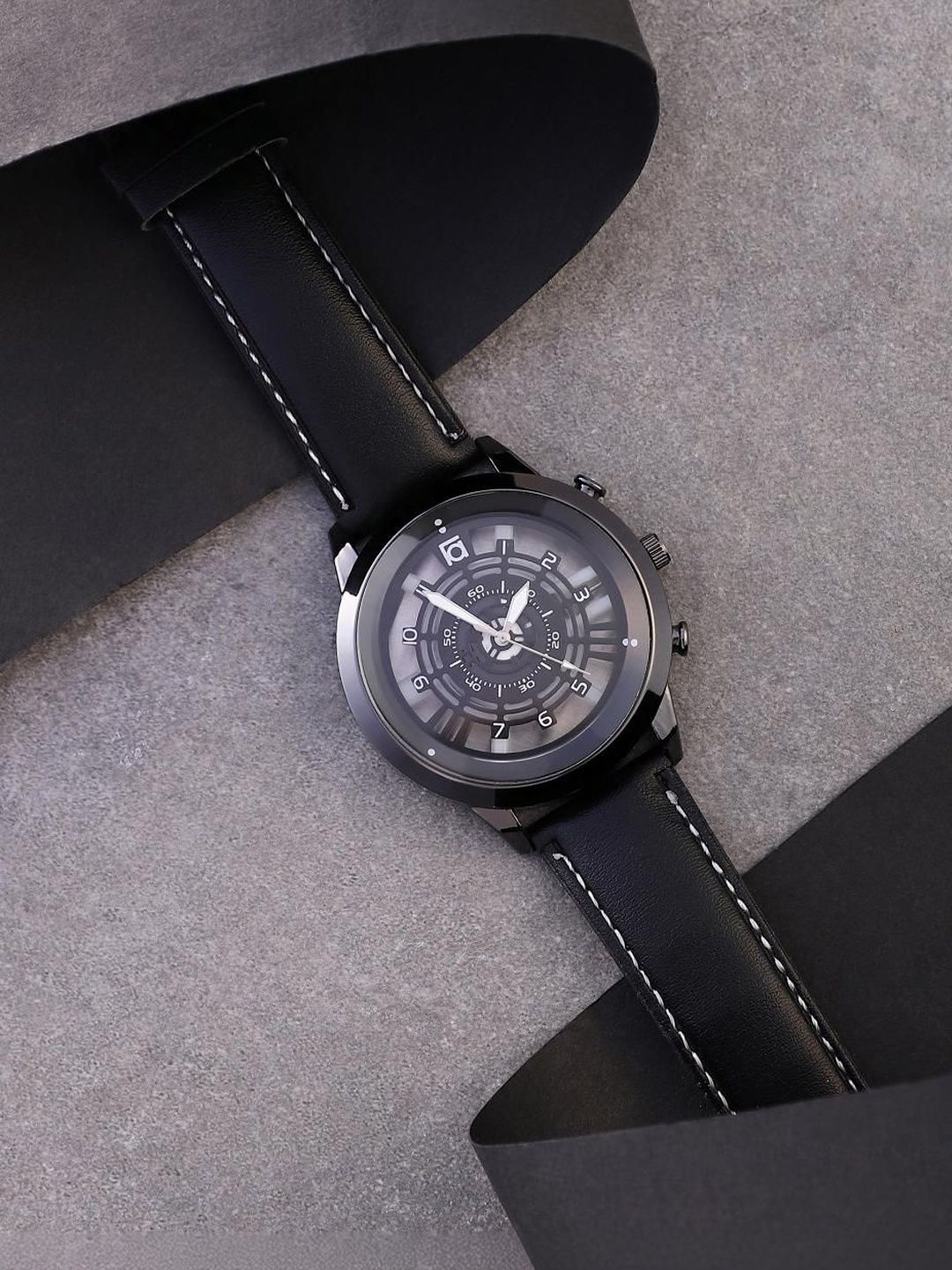 French Accent Men Dial & Leather Straps Analogue Chronograph Watch SUM26_FAWC1068-image-7