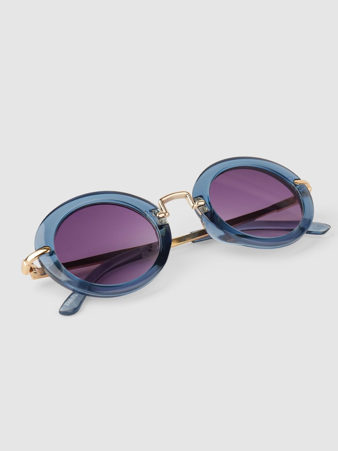 DukieKooky Unisex Kids Purple Lens & Blue Round Sunglasses with