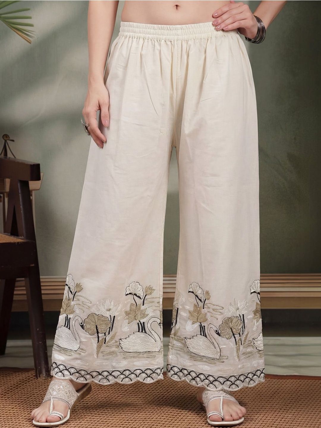 Clora Creation Women Ethnic Motifs Embroidered Ethnic Palazzos-picture-44