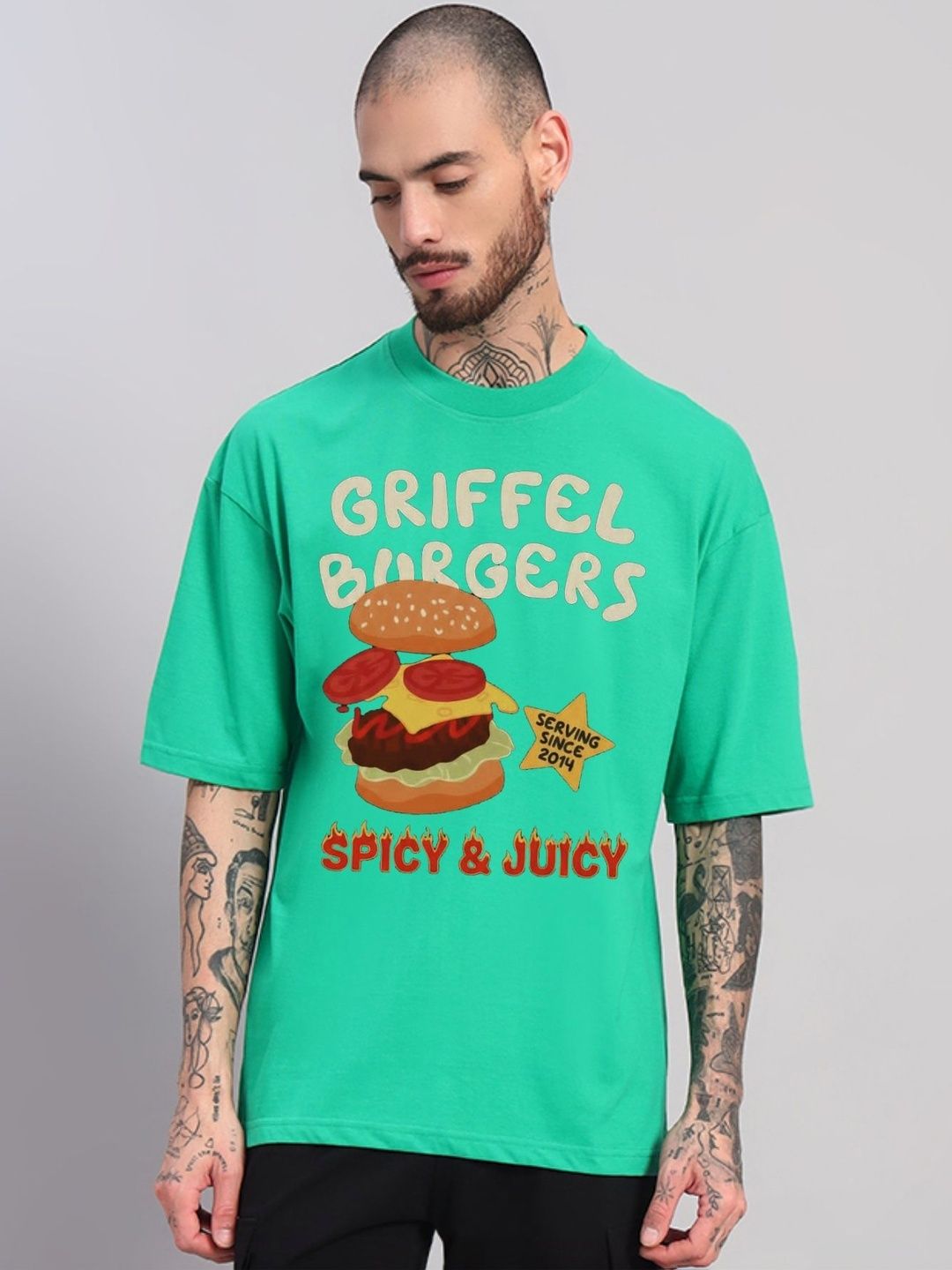 GRIFFEL Graphic Print Round Neck T-shirt-picture-27