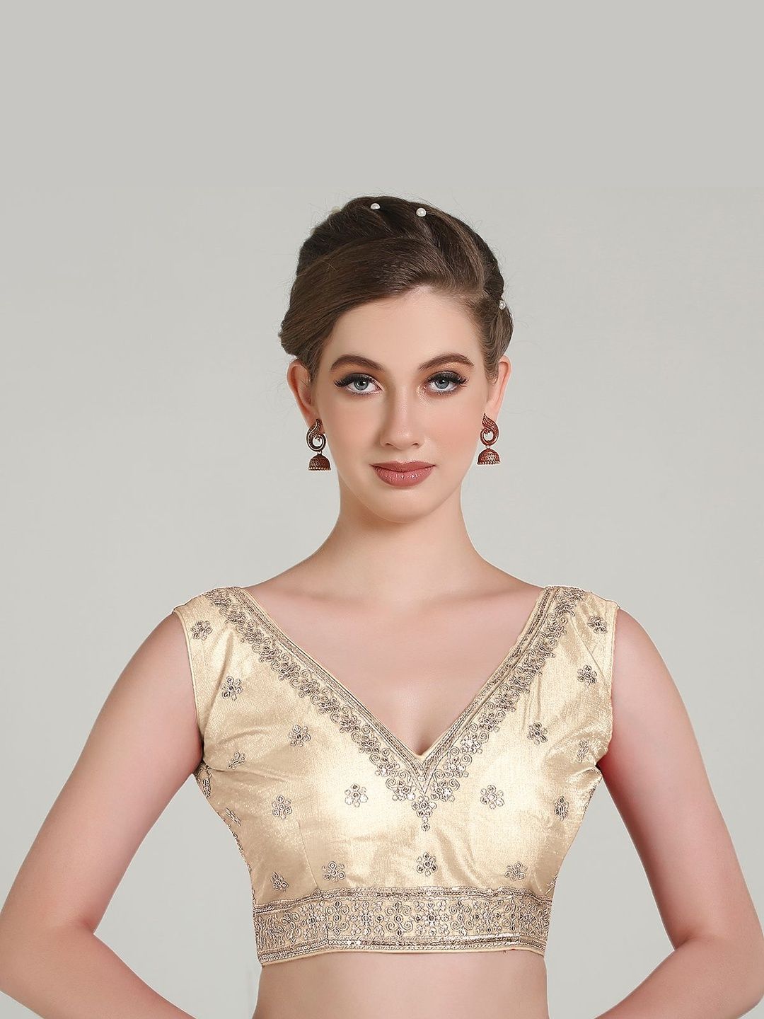 HERE&NOW Dupion Embroidered Thread Work Saree Blouse-picture-41
