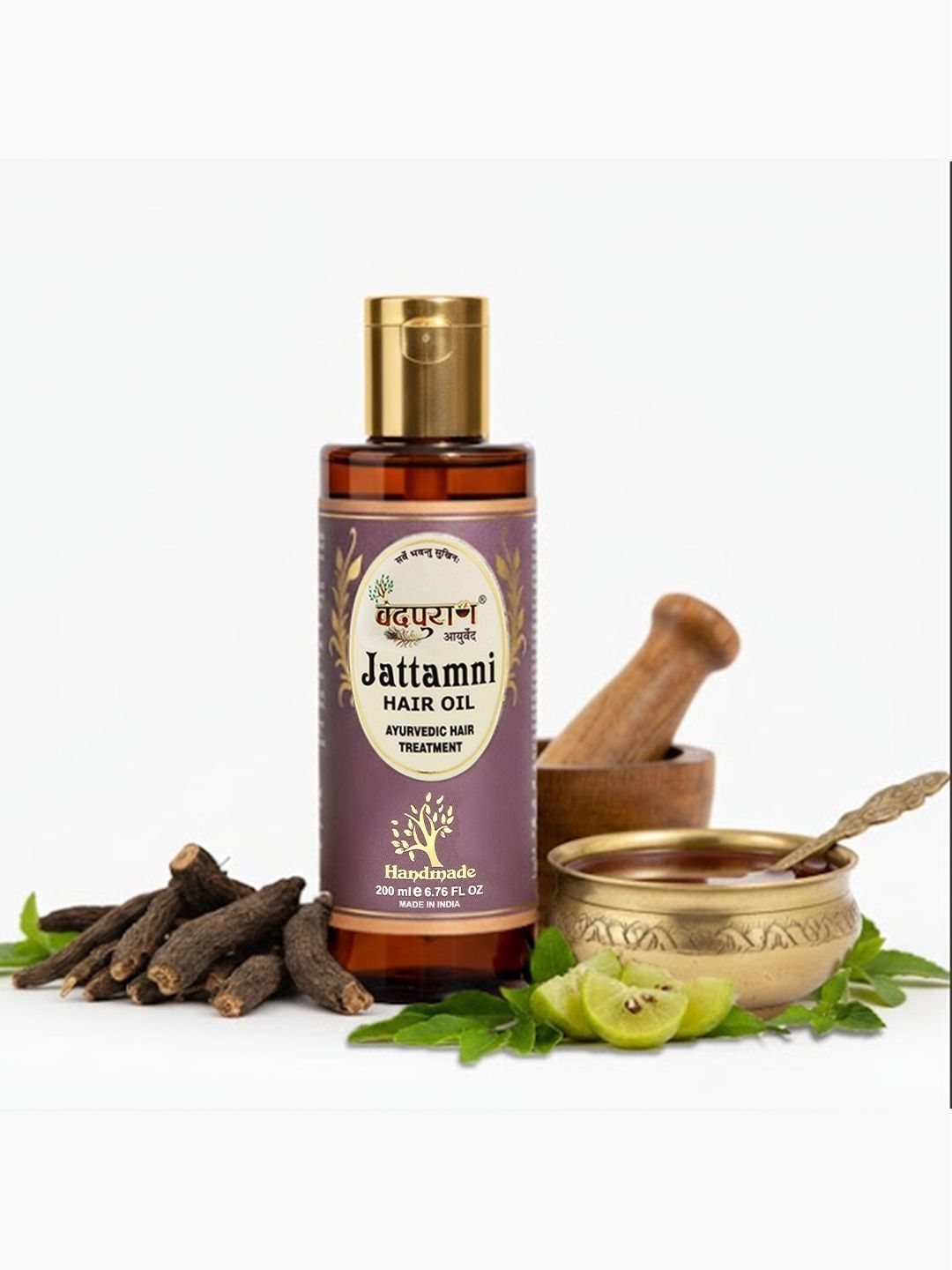 Vedpuran Ayurveda Jattamni Hair Oil | 110+ Ayurvedic Herbs | Hair Fall Control & Hair Growth Support | Chemical Free Herbal Oil for Men & Women 200ml-picture-11