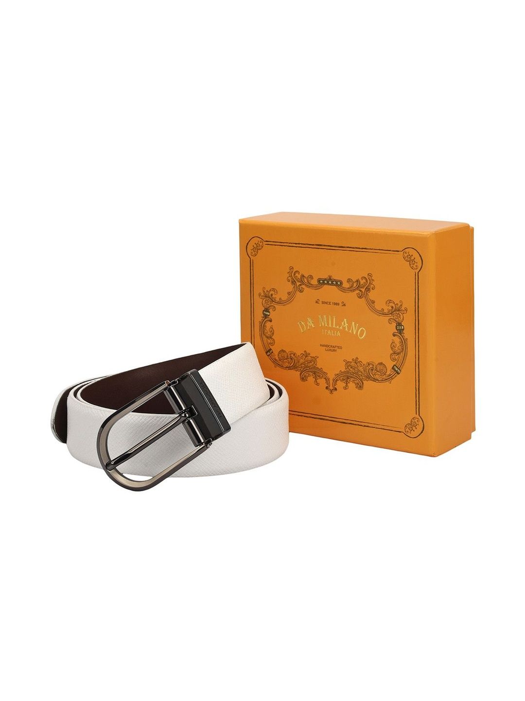 Da Milano Men Textured Leather Reversible Formal Belt-image-42