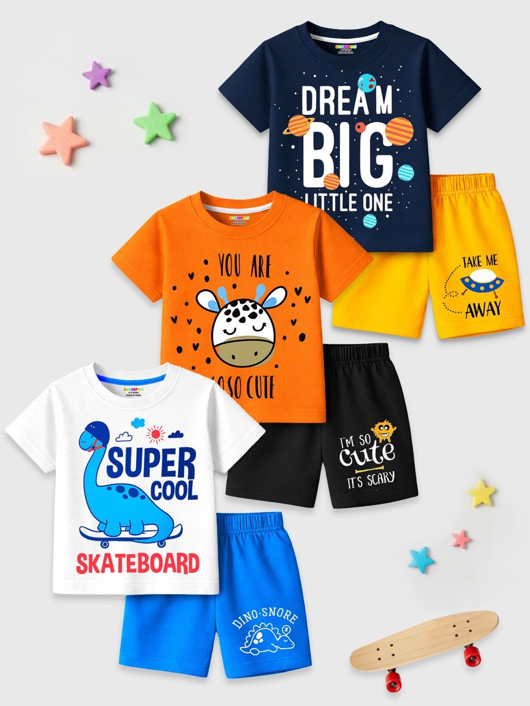 KUCHIPOO Boys Printed T-shirt with Shorts